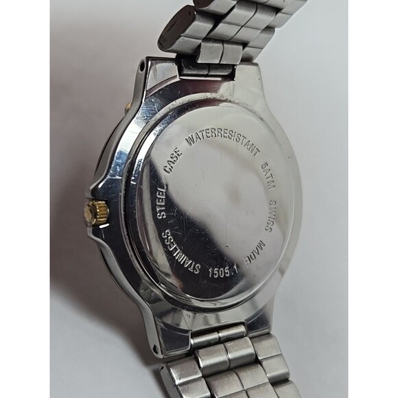 Swiss Military Quartz Watch Date New Battery 38mm Gold Silver Two Tone 5ATM WR - Picture 11 of 11